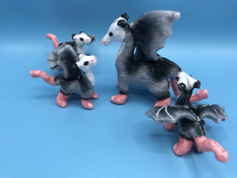 The possum-dragon family, in pre-printed minky