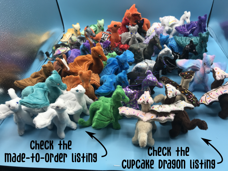 Another angle of the plush dragon group.