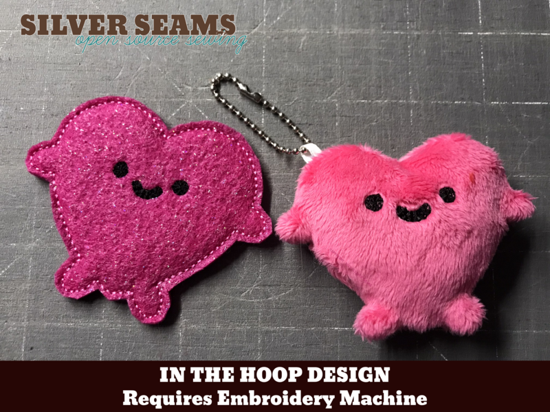 In-the-hoop Kawaii Heart Charm