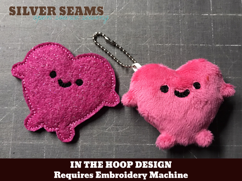 In-the-hoop Kawaii Heart Charm 